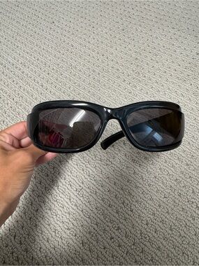 Black Wraparound Sunglasses - Smoke Lenses